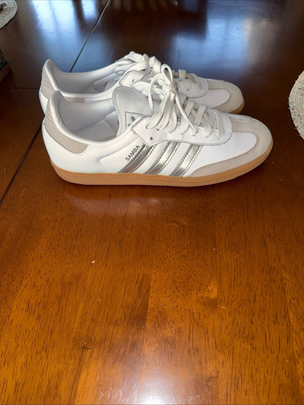 adidas Samba White Leather Sneaker with Gum Sole men 9.5